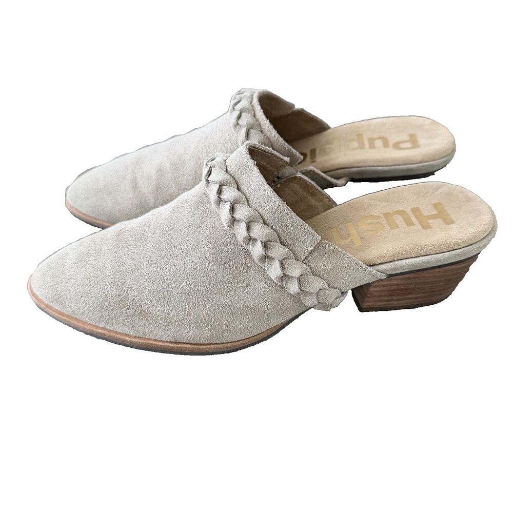 Hush Puppies Sienna Mule Slip On Womens 8 Tan Leather Suede Comfort Boho Casual - Picture 3 of 6